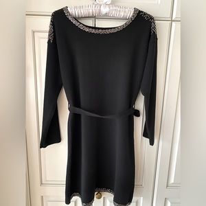 GEGE Cashmere wool blend embellished dress Black with tie size S